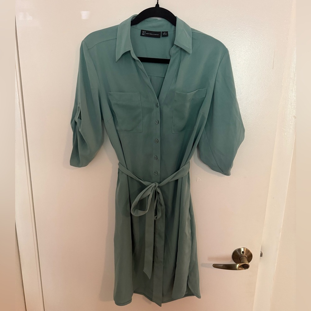 New York & Company Teal Midi Dress